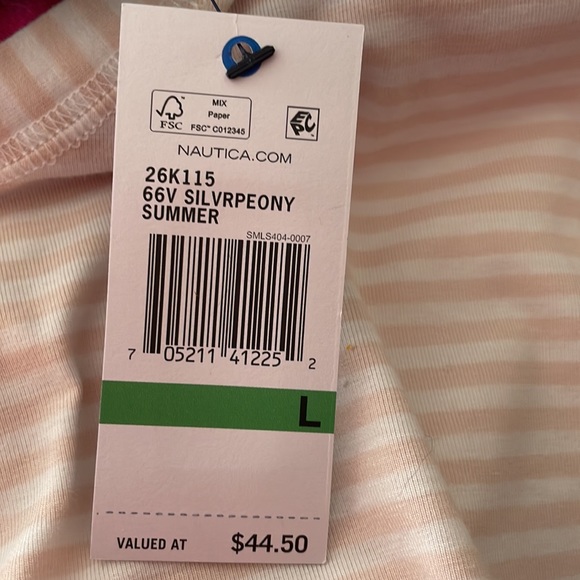Nautica Women’s Striped Knit Top Pale Pink and White Size Large NEW - Picture 3 of 3